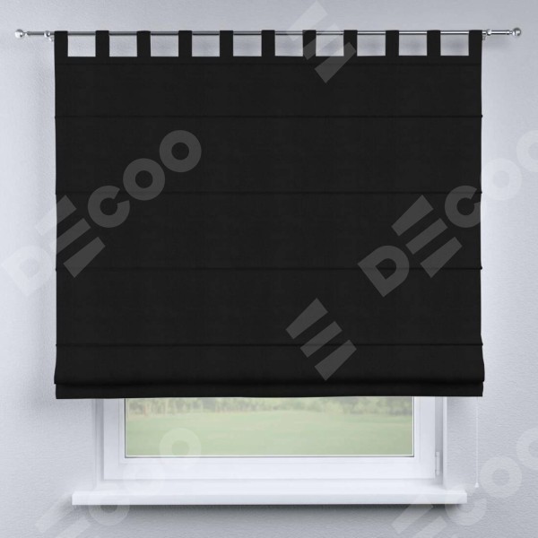Римская штора на петлях «Кортин», ткань блэкаут однотонный, черный