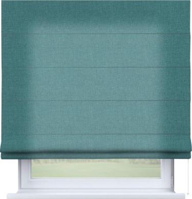 Римская штора «Кортин» для проема, ткань лён бирюзовый