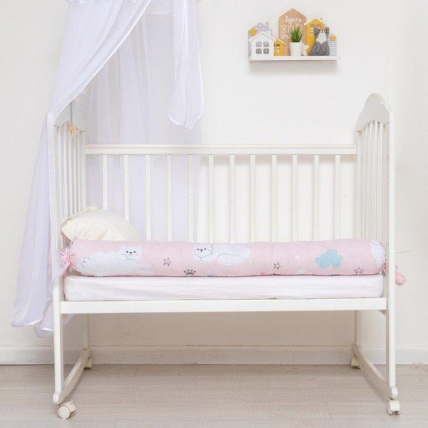 Бортик в кроватку Крошка Я "Sweet cats" 20х120 см, 100% хлопок