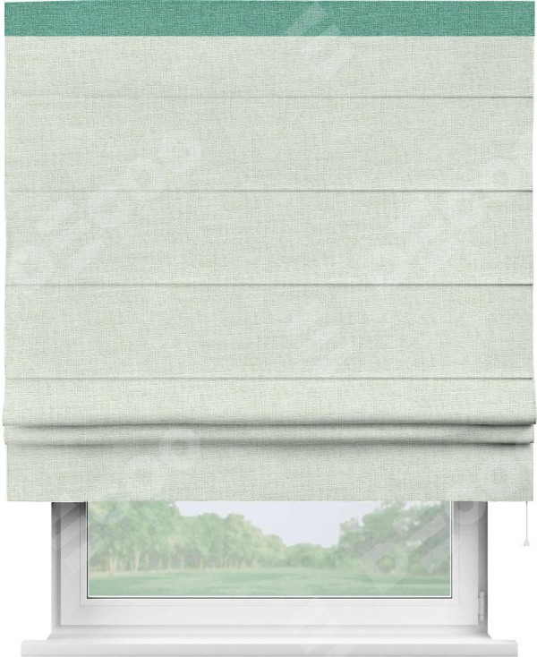 Римская штора «Кортин» для проёма, лён топлёное молоко, с кантом Кинг