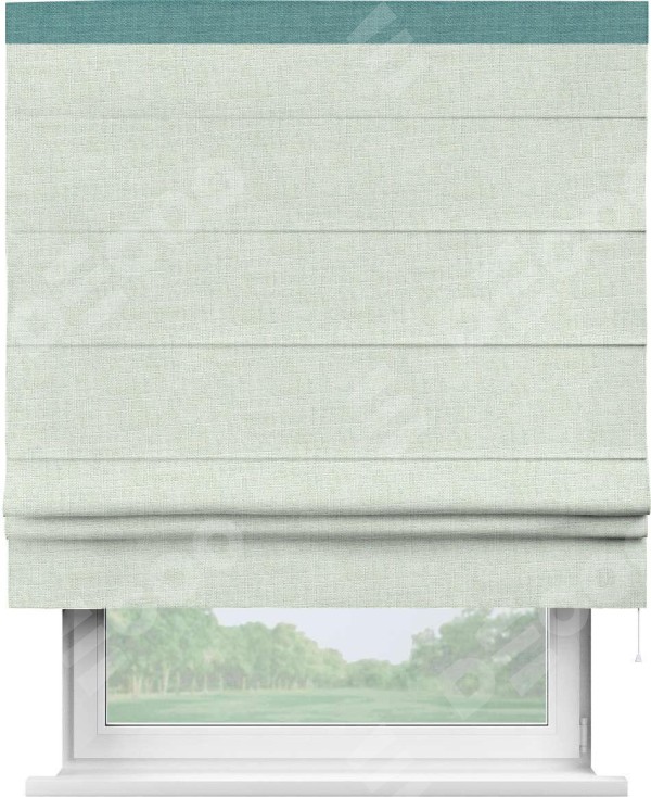 Римская штора «Кортин» для проёма, лён топлёное молоко, с кантом Кинг