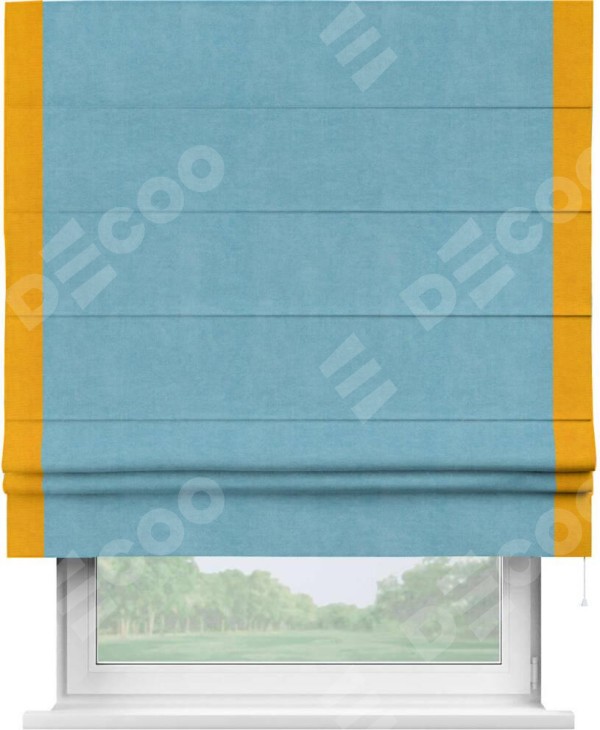 Римская штора «Кортин» с кантом Стрим Дуо, для проема, ткань вельвет ментоловый