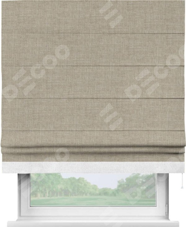 Римская штора «Кортин» для проёма, лён бежевый, с кантом Джестер