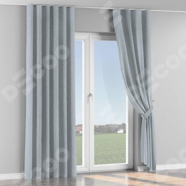 Комплект штор на тесьме «Волна», лён димаут цвет серый