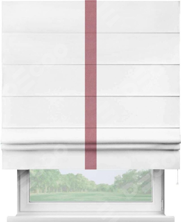 Римская штора «Кортин» с кантом Хайвэй, для проема, ткань вельвет белоснежный