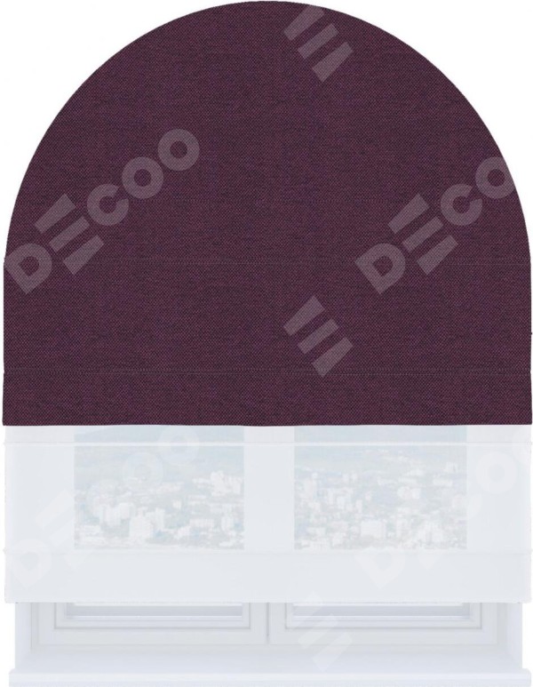 Римская штора «Кортин» день-ночь для арочного проёма, ткань лён димаут фиолетовый