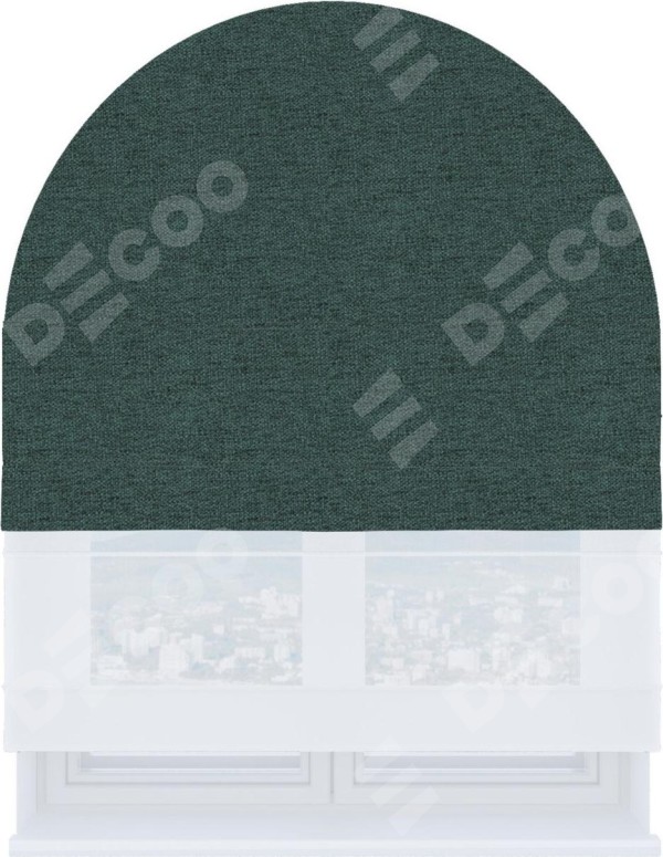 Римская штора «Кортин» день-ночь для арочного проёма, стиф димаут сине-зелёный