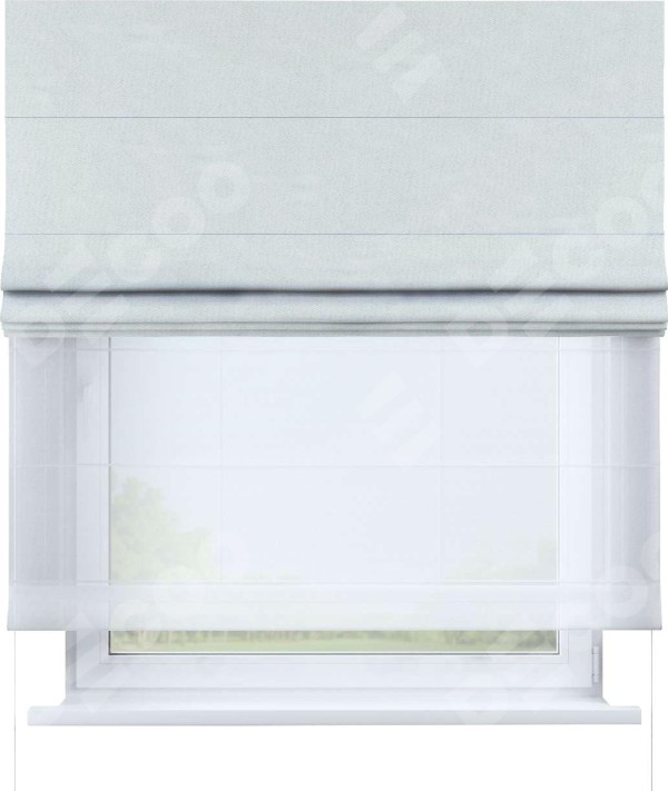 Римская штора «Кортин» день-ночь, ткань блэкаут однотонный, дымчато-молочный