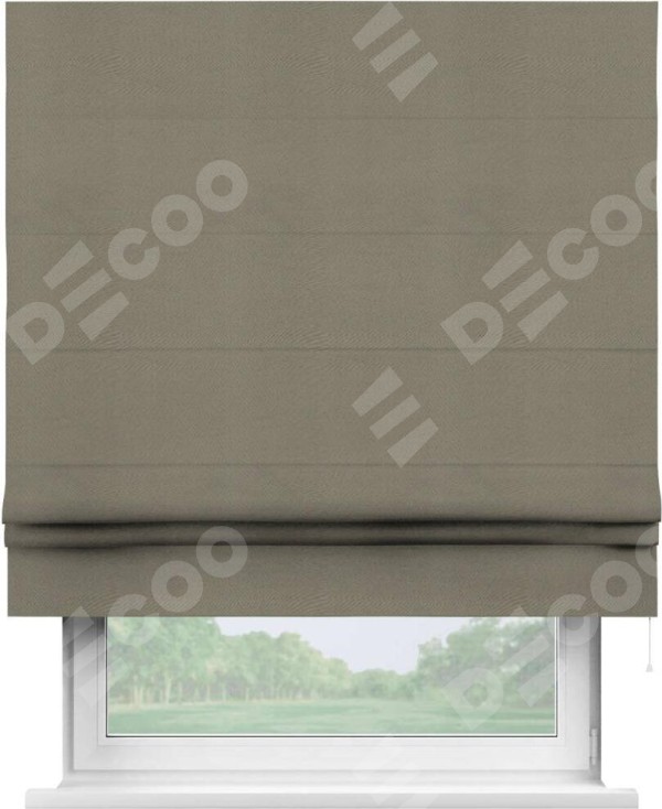 Римская штора «Кортин» для проема, ткань блэкаут однотонный, бежево-серый