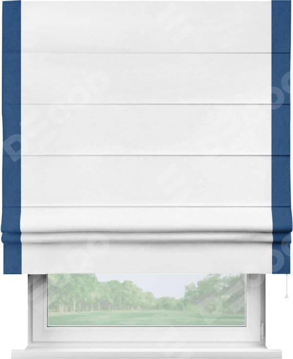 Римская штора «Кортин» с кантом Стрим Дуо, для проема, ткань вельвет дымчато-белый