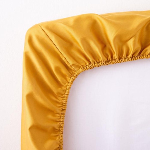 Простыня на резинке Этель 200*220*25 см, цв.горчичный, 100% хлопок, мако-сатин, 125 г/м²