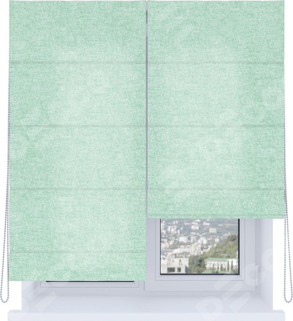 Римская штора «Кортин», система «Комфорт», лён кашемир мятный