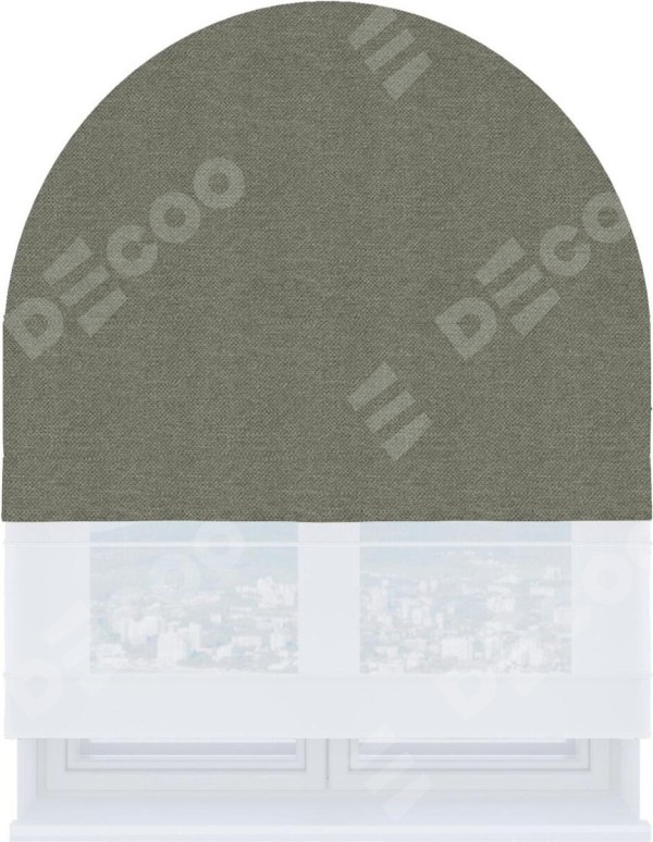 Римская штора «Кортин» день-ночь для арочного проёма, ткань лён димаут стальной