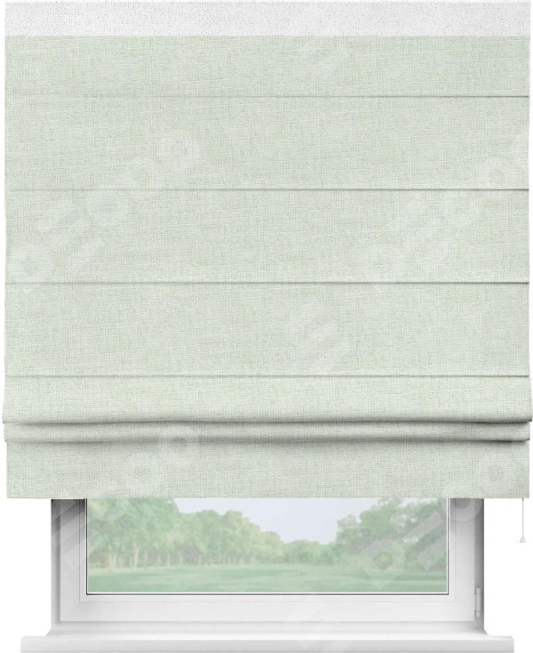 Римская штора «Кортин» для проёма, лён топлёное молоко, с кантом Кинг