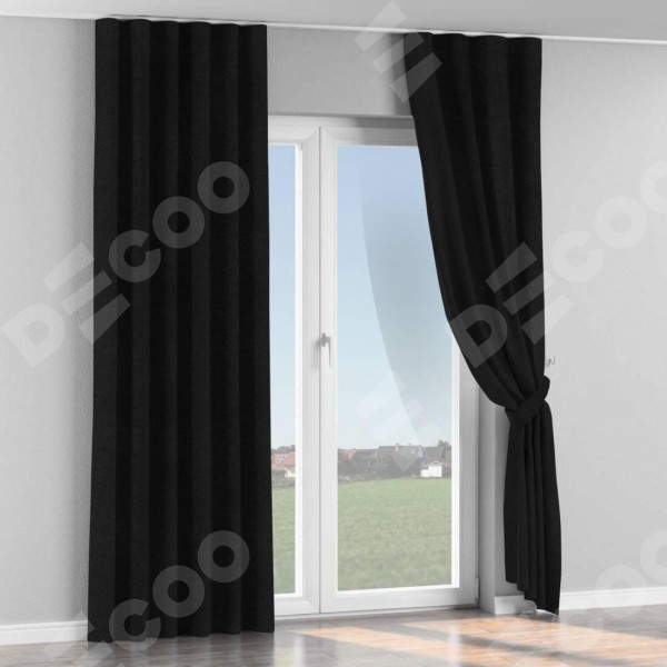 Комплект штор на тесьме «Волна», лён черный