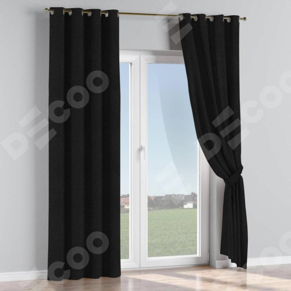 Комплект штор на люверсах лён черный