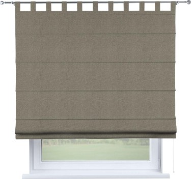 Римская штора на петлях «Кортин», ткань лён димаут, серо-зелёный