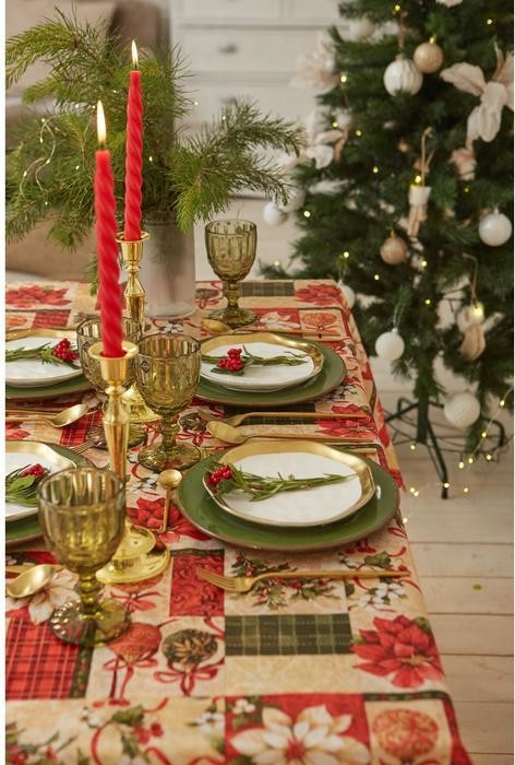 Скатерть Доляна «Новый год: Новогодние игрушки» 145*260 +/- 2 см, 100% п/э