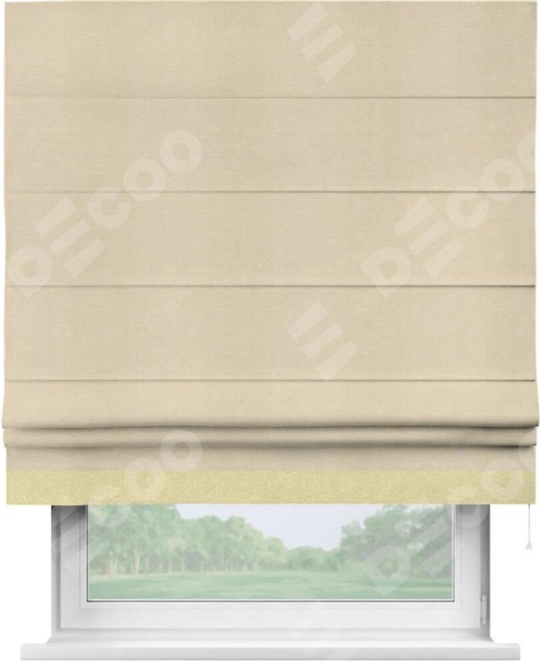 Римская штора «Кортин» с кантом Джестер, для проема, ткань софт однотонный бежевый лайт