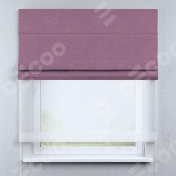 Римская штора «Кортин» день-ночь, ткань вельвет лиловый