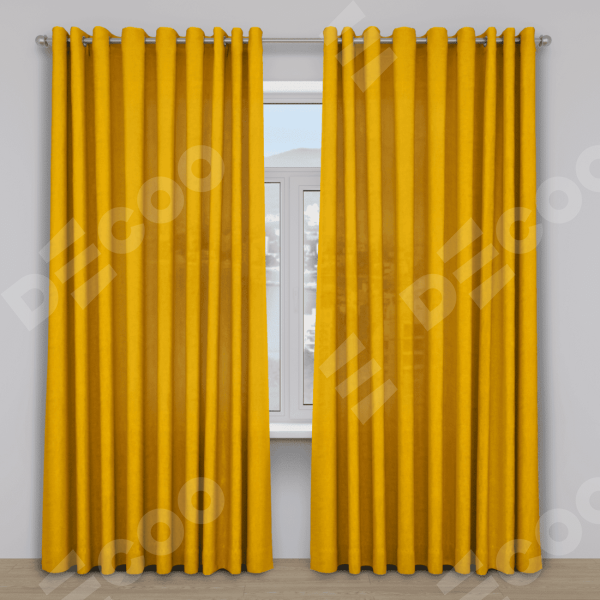 Шторы на люверсах ткань вельвет желтый