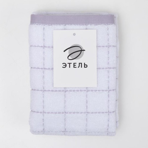 Полотенце махровое Этель "Клетка" цв.белый, 34*70 см, 350 гр/м2, 100% хлопок
