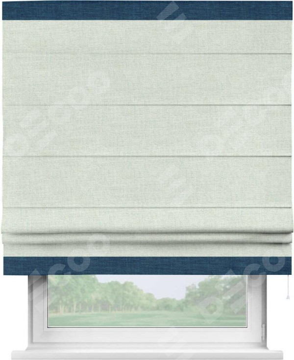 Римская штора «Кортин» для проёма, лён топлёное молоко, с кантом Горизонт