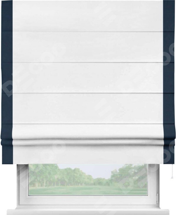 Римская штора «Кортин» с кантом Стрим Дуо, для проема, ткань вельвет дымчато-белый