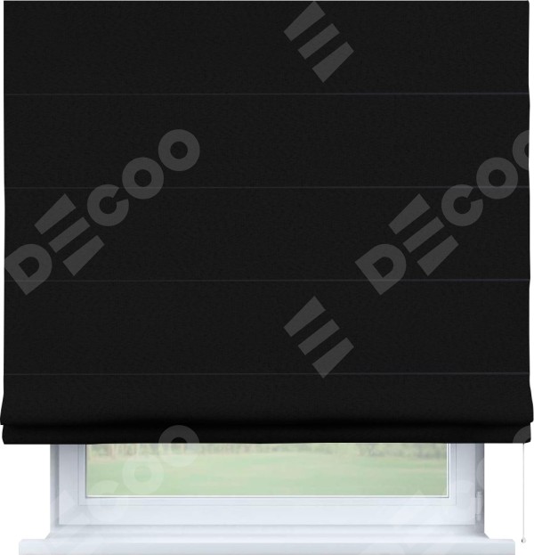 Римская штора «Кортин», лён рустик черный, для проёма