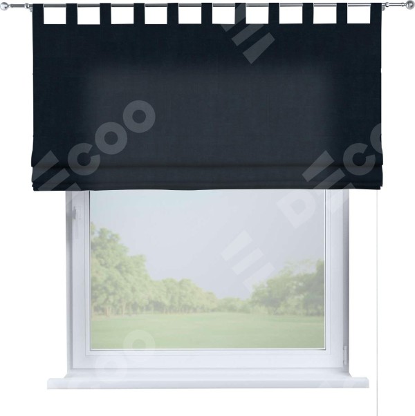 Римская штора «Кортин», канвас тёмно-синий, на петлях