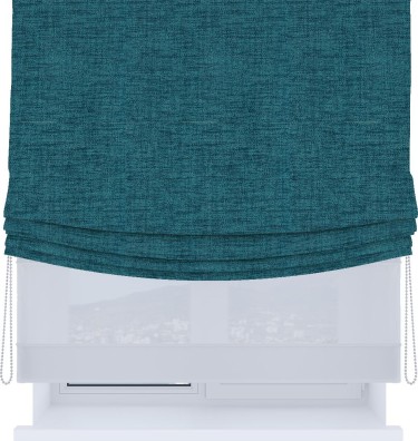 Римская штора «Кортин», день-ночь с мягкими складками, рогожка димаут синий