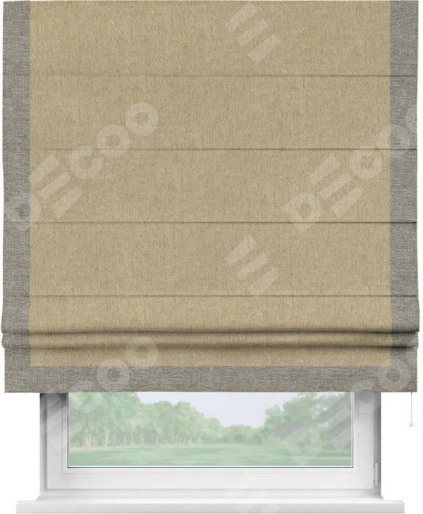 Римская штора «Кортин» с кантом Виктория, для проема, ткань стиф димаут бежевый