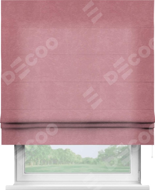 Римская штора «Кортин» для проема, ткань софт однотонный розовый