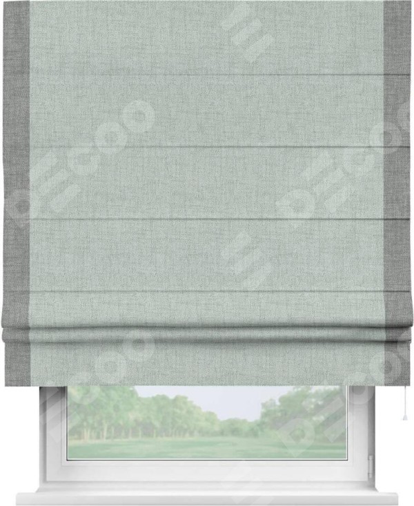 Римская штора «Кортин» с кантом Стрим Дуо, для проема, ткань рогожка димаут, серый