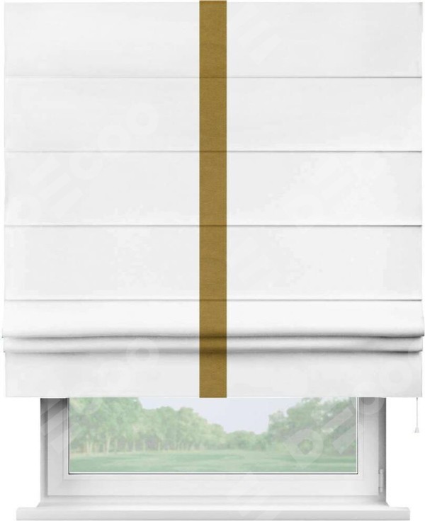 Римская штора «Кортин» с кантом Хайвэй, для проема, ткань вельвет белоснежный