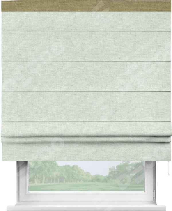 Римская штора «Кортин» для проёма, лён топлёное молоко, с кантом Кинг