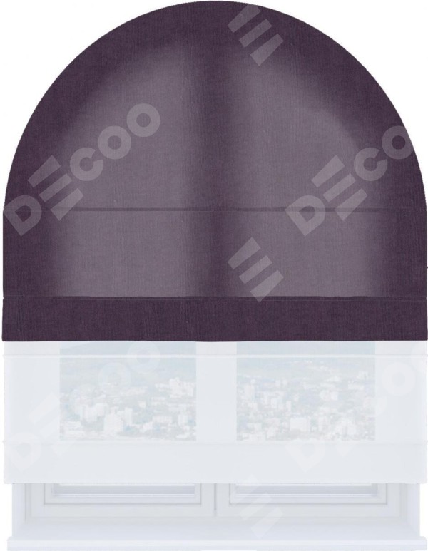 Римская штора «Кортин», канвас баклажановый, день-ночь для арочного проёма