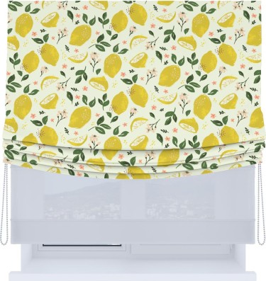 Римская штора «Кортин», день-ночь с мягкими складками, «Сочные лимоны»
