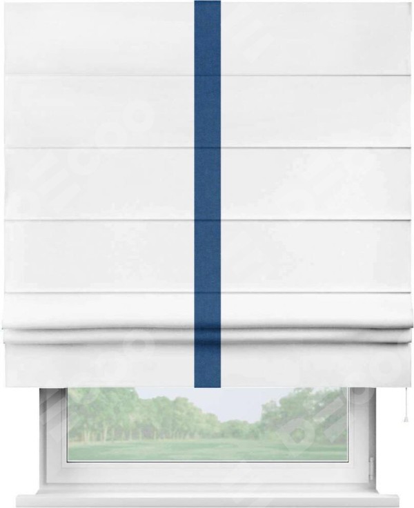 Римская штора «Кортин» с кантом Хайвэй, для проема, ткань вельвет белоснежный