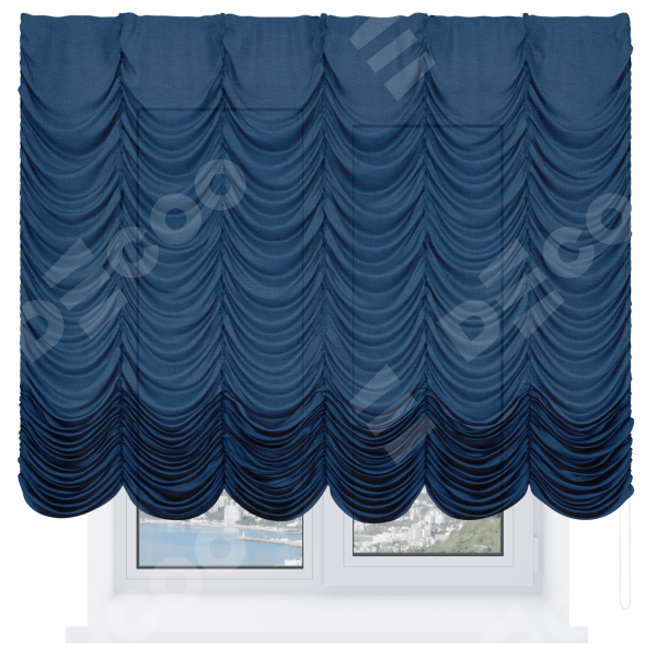 Французская штора «Cortin», лён синий