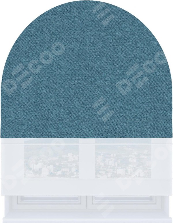 Римская штора «Кортин» день-ночь для арочного проёма, ткань твид блэкаут светло-синий