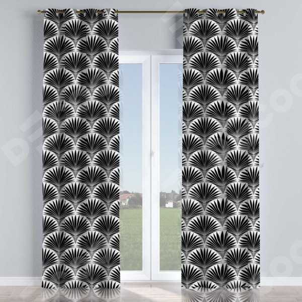 Комплект штор на люверсах «Арт-деко листья черный»
