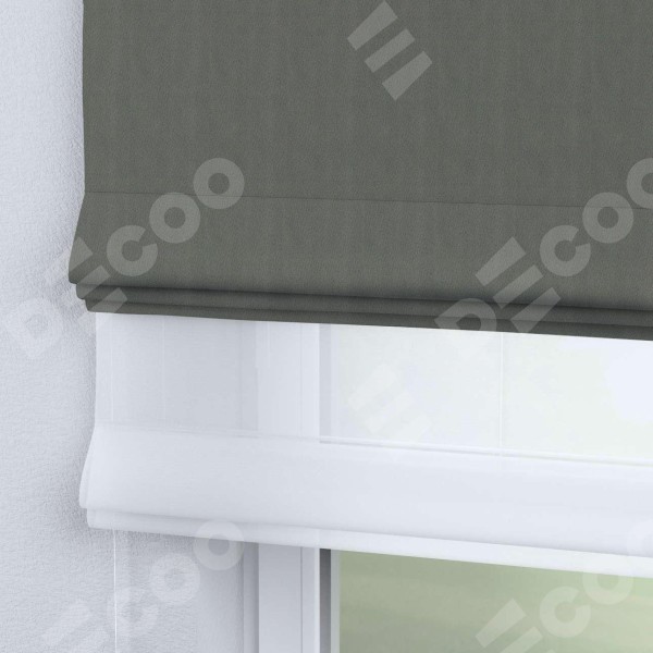 Римская штора «Кортин» день-ночь, ткань блэкаут однотонный, тёмно-серый