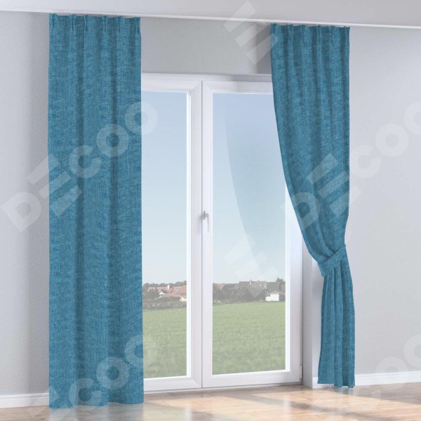 Комплект штор рогожка димаут лазурно-синий, на тесьме «Кустик»