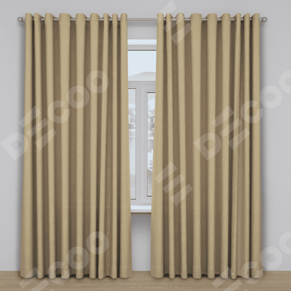 Шторы на люверсах ткань лён димаут, тёмно-бежевый