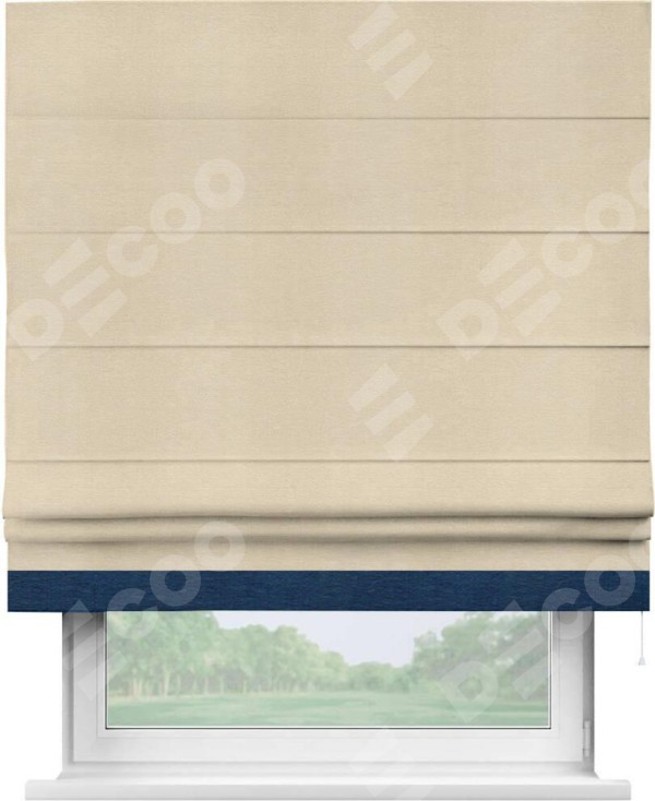 Римская штора «Кортин» с кантом Джестер, для проема, ткань софт однотонный бежевый лайт
