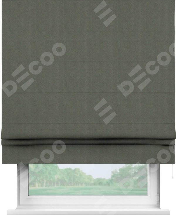 Римская штора «Кортин» для проема, ткань блэкаут однотонный, тёмно-серый