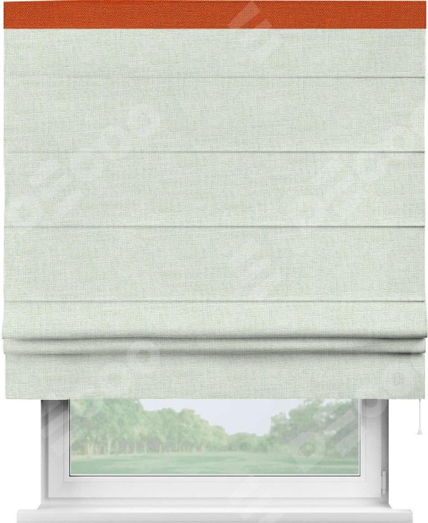 Римская штора «Кортин» для проёма, лён топлёное молоко, с кантом Кинг