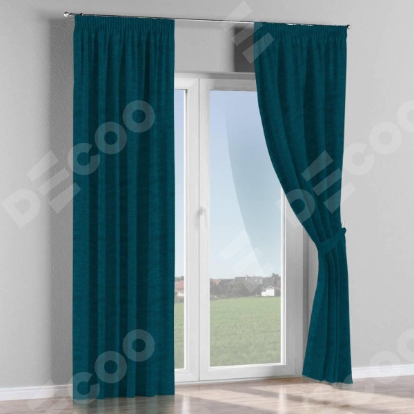 Комплект штор на тесьме «Карандаш», твид блэкаут глубокий синий