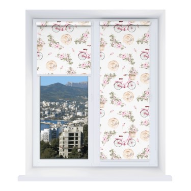 Рулонная штора Мини с принтом Розовый велосипед